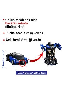 Robot Çek Bırak Araba 1:32 Kendinden Robota Dönüşebilen Araba - Çek Bırak Robota Dönüşen Araba ürün fotoğrafı