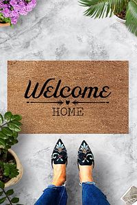 Pienso Home Welcome Home Bej Dekoratif Kapı Önü Paspası ürün fotoğrafı