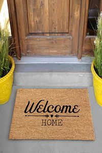 Pienso Home Welcome Home Bej Dekoratif Kapı Önü Paspası ürün fotoğrafı