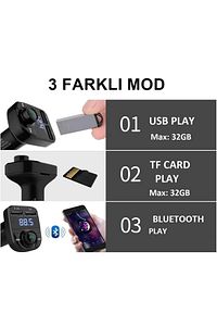 Pro X8 Araç Fm Transmitter 5.0 Bluetooth Araç Kiti Usb Mp3 Sd Kart Çakmaklık Girişli Araba Oto Teyp ürün fotoğrafı