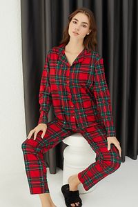 Pamuklu Düğmeli Pijama Takım ürün fotoğrafı