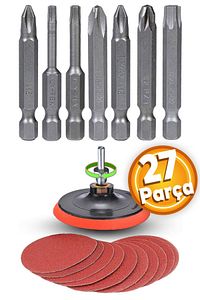 Cırt Zımpara Kağıdı El Zımparaları Matkap Bits Ucu Uçları Vidalama Seti 115mm (27 PARÇA) ürün fotoğrafı