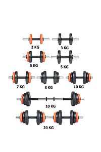 Spor Yıldız Serisi 22 Kg Multifonksiyonel Turuncu Siyah Halter Seti Ve Dambıl Seti ürün fotoğrafı