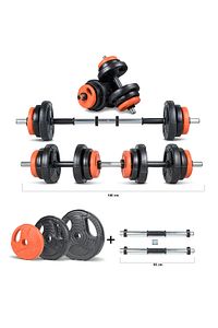 Spor Yıldız Serisi 22 Kg Multifonksiyonel Turuncu Siyah Halter Seti Ve Dambıl Seti ürün fotoğrafı