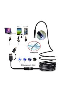 3'ü 1 Arada Endeskop Kamera Mikrofon Usb Ve Tip-c 6 Led Su Geçirmez 10 Metre Borescope Yılan Kamera ürün fotoğrafı