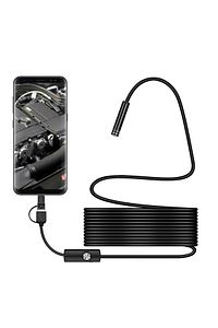 3'ü 1 Arada Endeskop Kamera Mikrofon Usb Ve Tip-c 6 Led Su Geçirmez 10 Metre Borescope Yılan Kamera ürün fotoğrafı