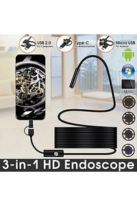 3'ü 1 Arada Endeskop Kamera Mikrofon Usb Ve Tip-c 6 Led Su Geçirmez 10 Metre Borescope Yılan Kamera ürün fotoğrafı