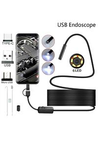 3'ü 1 Arada Endeskop Kamera Mikrofon Usb Ve Tip-c 6 Led Su Geçirmez 10 Metre Borescope Yılan Kamera ürün fotoğrafı