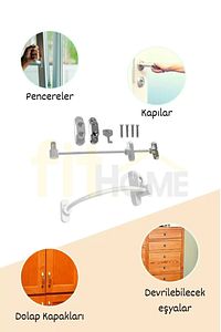 Çelik Halatlı Cam Kilidi Pvc Pimapen Anahtarlı Hırsız Kilidi Bebek Çocuk Emniyet Kilidi ürün fotoğrafı