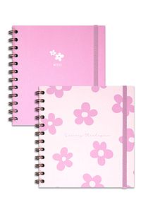 15x15 Cm Kare 2'li Set Spiralli Süresiz Planlayıcı Ajanda Ve Defter Papatya ürün fotoğrafı