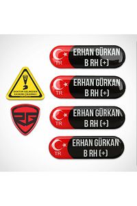 Kan Grubu Kask Set Sticker Kişiye Özel Etiket Motor Bisiklet Araba ürün fotoğrafı