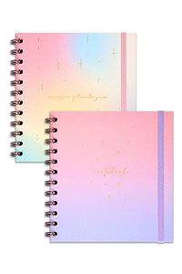 15x15 Cm Kare 2'li Set Spiralli Süresiz Planlayıcı Ajanda Ve Defter Gökkuşağı ürün fotoğrafı