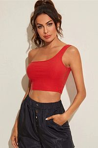 Kadın Kırmızı Tek Omuz Crop Büstiyer ürün fotoğrafı