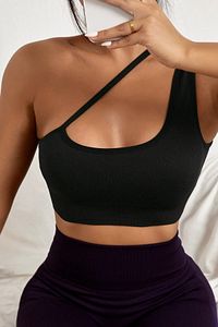Kadın Siyah Tek Omuzlu Çapraz Askılı Crop Top Büstiyer ürün fotoğrafı