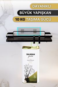 Mutfak Rafı 2'li Set Yapışkanlı Lüks Modern Siyah Metal Baharatlık Rafı Organizer Düzenleyici ürün fotoğrafı