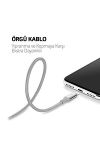 Uzay Gri Alumicable Iphone Lightning Uyumlu Şarj ve Data Kablosu 2dk16 ürün fotoğrafı