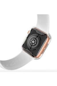 Apple Watch 4 5 6 Se Serisi ( 40mm ) 360 Tam Koruma Şeffaf Silikon Kılıf ürün fotoğrafı