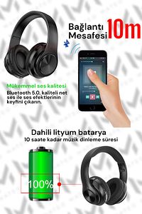 P68 Bluetooth Kablosuz Stereo Kulaklık Wireless, Aux Kablolu ürün fotoğrafı