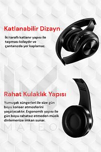 P68 Bluetooth Kablosuz Stereo Kulaklık Wireless, Aux Kablolu ürün fotoğrafı
