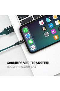 Uzay Gri Alumicable Iphone Lightning Uyumlu Şarj ve Data Kablosu 2dk16 ürün fotoğrafı