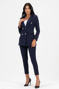 Kadın Blazer Ceket Kemerli Cepli Boru Paça Pantolon Takım ürün fotoğrafı