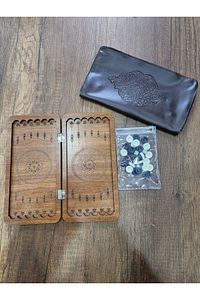 Mini Tavla Seyahat Tavla Cep Tavla 24x24 Özel S Deri Kılıflı ürün fotoğrafı