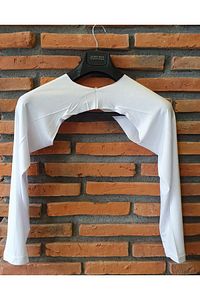 Bolero Düz Beyaz Kadın Tesettür Içe Giyilen Beyaz Uzun Kol Bolero ürün fotoğrafı