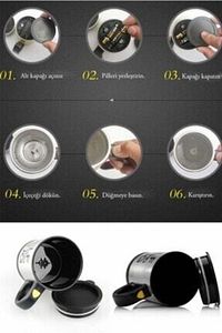 Yclshop Kendi Kendini Karıştıran Mikser Kupa Termos Bardak; Self Stirring Mug - Siyah Glrshop ürün fotoğrafı