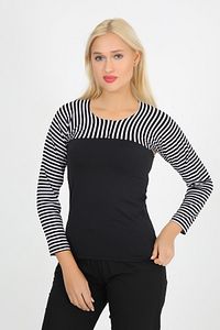 Bolero Siyah Beyaz Çizgili Uzun Kol Bayan Tesettür Içe Giyilen Bolero ürün fotoğrafı