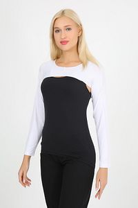 Bolero Düz Beyaz Kadın Tesettür Içe Giyilen Beyaz Uzun Kol Bolero ürün fotoğrafı