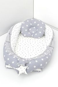 Babynest, Bebek Uyku Yatağı 0-2 Yaş - Pamuk Kumaş - Açık Gri Yıldız ürün fotoğrafı