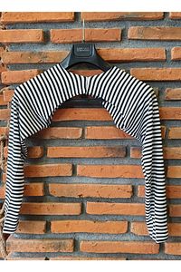 Bolero Siyah Beyaz Çizgili Uzun Kol Bayan Tesettür Içe Giyilen Bolero ürün fotoğrafı