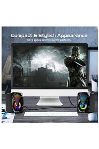 Bilgisayar Hoparlörü Led Işıklı Rgb Laptop Pc Uyumlu 1+1 Speaker ürün fotoğrafı