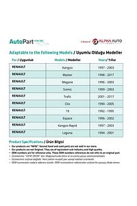 Renault Için Yan Sinyal Lambası - Contalı- Beyaz ürün fotoğrafı