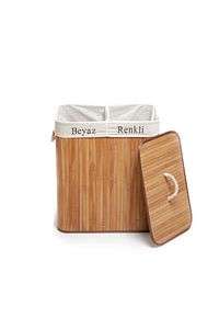 Evidea Deco&style Bambu Natürel Çift Hazneli Çamaşır Sepeti ürün fotoğrafı