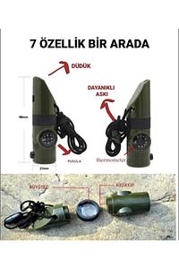Depremde Ve Acil Afetlerde Büyüteç,pusula,fenerli Yüksek Desibelli Çok Amaçlı Düdük ürün fotoğrafı