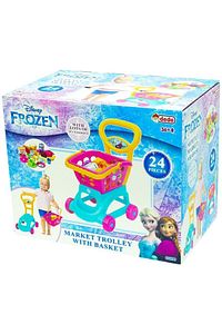 Lisanslı Kız Çocuk Frozen Elsa Sepetli Oyuncak Market Arabası 24 Parça Aksesuarlı ürün fotoğrafı