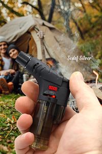 Turbo Pürmüz Alev Gaz Ayarlı Kilit Düğmeli Profesyonel Gazlı Doldurulabilir Piknik Kamp Torch Çakmak ürün fotoğrafı