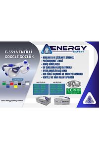 Energy Safety E551 Ventilli Koruyucu Gözlük Iş Güvenliği Gözlüğü ürün fotoğrafı