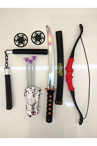 Ninja Samuray Dövüş Savaş Seti Ok Ve Yay Kılıç Ve Kalkan Mınçıka Yıldız Fırlatma Bıçağı 10 Parça ürün fotoğrafı