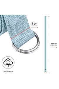 Su Yeşili Yoga Kemeri, Doğal Pamuk 184 Cm,yoga Ve Pilates Için Ideal, Aqua Green Cotton Yoga Strap ürün fotoğrafı