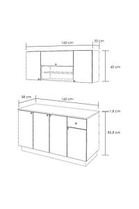 160 Cm Ahşap Mdf Tezgahlı Modern Hazır Mutfak ürün fotoğrafı
