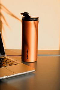 Özel Seri Platin Turuncu Çift Katmanlı Paslanmaz Çelik Termos Bardak 400 Ml Kahve Ve Çay Termosu ürün fotoğrafı