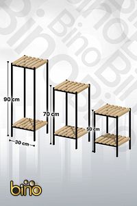 Saksılık 3 Lü Set Ahşap Çiçeklik Dekoratif Lüks Bahçe Mobilyası Saksı Standı Bahçe Balkon Rafı ürün fotoğrafı