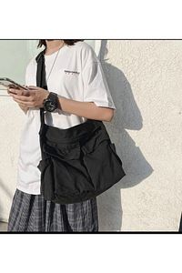 Kargo Cepli Postacı Çanta Unisex Siyah Iç Hacmi Geniş Sokak Tarzı Postacı ürün fotoğrafı