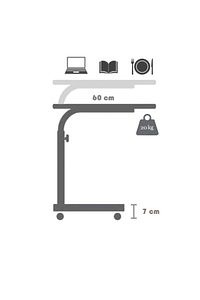 Yükseklik Ayarlı Laptop Ve Servis Sehpası - Atlantik Çam (TEKERLİ) Oval Kenar ürün fotoğrafı