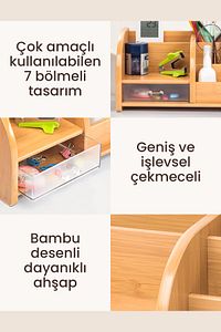 Dx-403 Bambu Desenli Ahşap Kalemlik, Masaüstü Düzenleyici ürün fotoğrafı