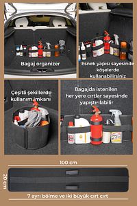 Araba Bagaj Organizeri Portatif Fonksiyonel Bagaja Yapışabilen Çok Amaçlı Bagaj Düzenleyici Çanta ürün fotoğrafı