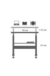 Yükseklik Ayarlı Ve Çift Raflı Laptop Sehpası Ve Çalışma Masası - Atlantik Çam (tekerli) 70 X 40 Cm ürün fotoğrafı
