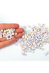 25 Gram- 7 Mm Yassı Sayı Boncuk, Beyaz Üzeri Karışık Renk Sayı Boncuk 1.kalite (25 Gr- 165-170 Adet) ürün fotoğrafı